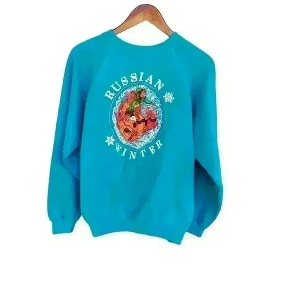 VTG Hanes USA Russian Winter crewkneck sweatshirt - Picture 1 of 5